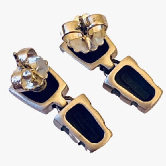 Lisa Jenks Garland Sterling Silver Earrings CAT TRACKS Dangle Post Modernist - Picture 10 of 14